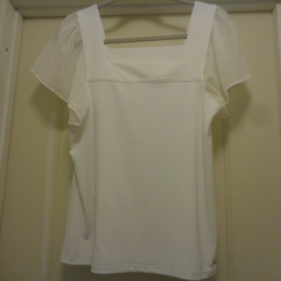 GIRLIE GIRL CALVIN KLEIN ROMANCE WHITE KNIT FLUFF BLOUSE SP - Picture 3 of 3